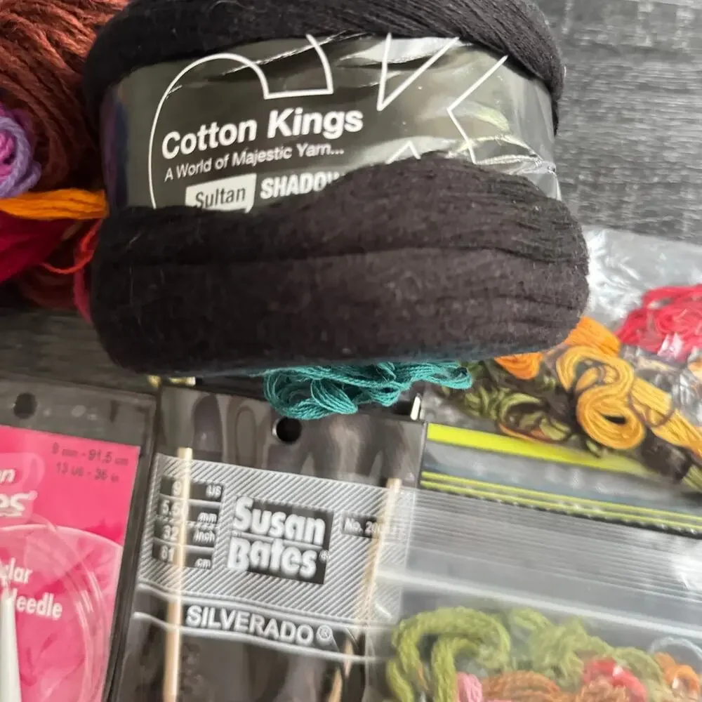 Lot of Susan Bates Knitting‎ Yarn Needles And Yarn Cross Stitch Thread